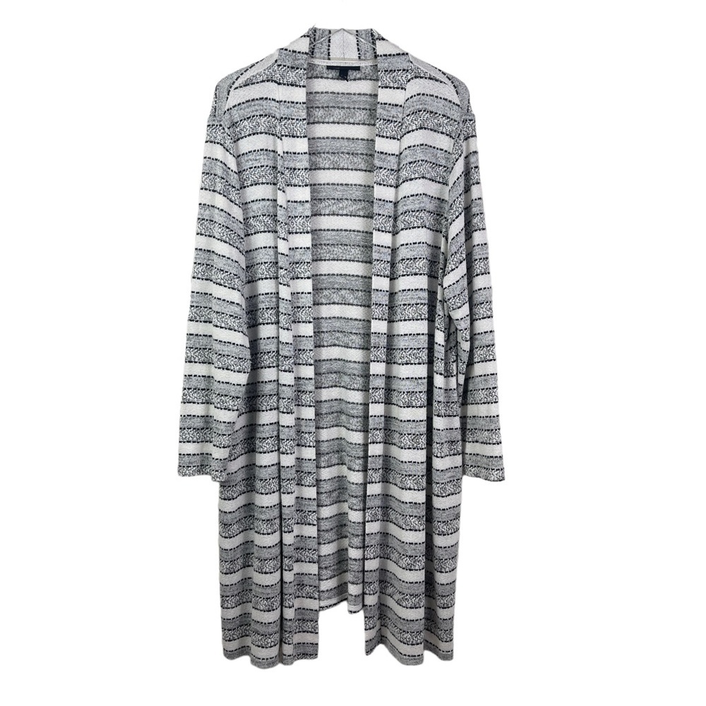 Lane Bryant 22/24 Rayon Blend Open Front Long Soft Knit Duster Striped Cardigan